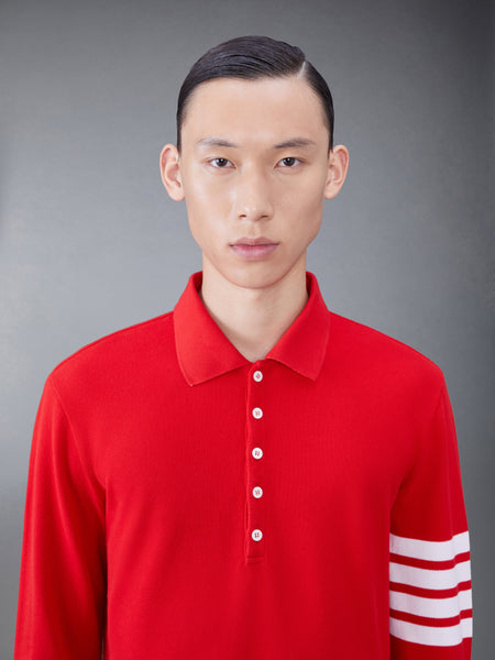 クラシック ピケ 2003 4-BAR 長袖ポロシャツ 赤