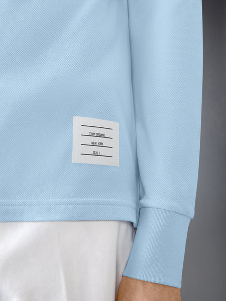 COTTON PIQUE 4-BAR LONG SLEEVE POLO LIGHT BLUE