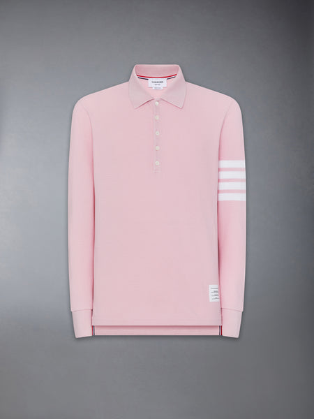 COTTON PIQUE 4-BAR LONG SLEEVE POLO LT PINK