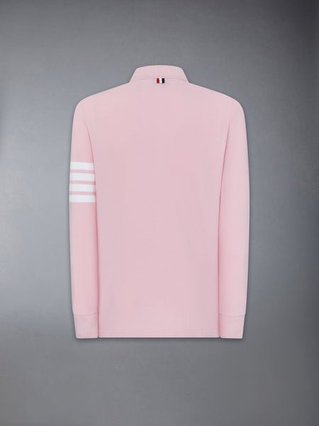 COTTON PIQUE 4-BAR LONG SLEEVE POLO LT PINK