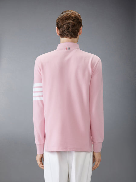 COTTON PIQUE 4-BAR LONG SLEEVE POLO LT PINK