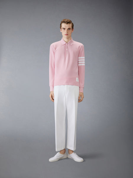 COTTON PIQUE 4-BAR LONG SLEEVE POLO LT PINK