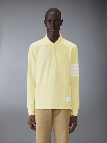 COTTON PIQUE 4-BAR LONG SLEEVE POLO YELLOW