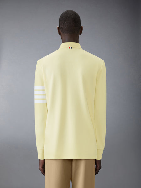COTTON PIQUE 4-BAR LONG SLEEVE POLO YELLOW