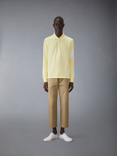COTTON PIQUE 4-BAR LONG SLEEVE POLO YELLOW
