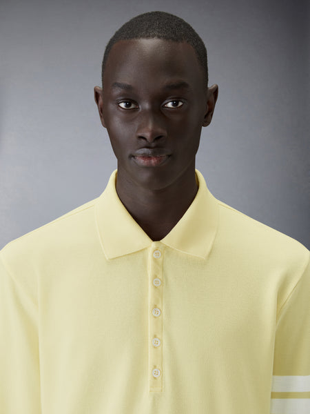 COTTON PIQUE 4-BAR LONG SLEEVE POLO YELLOW