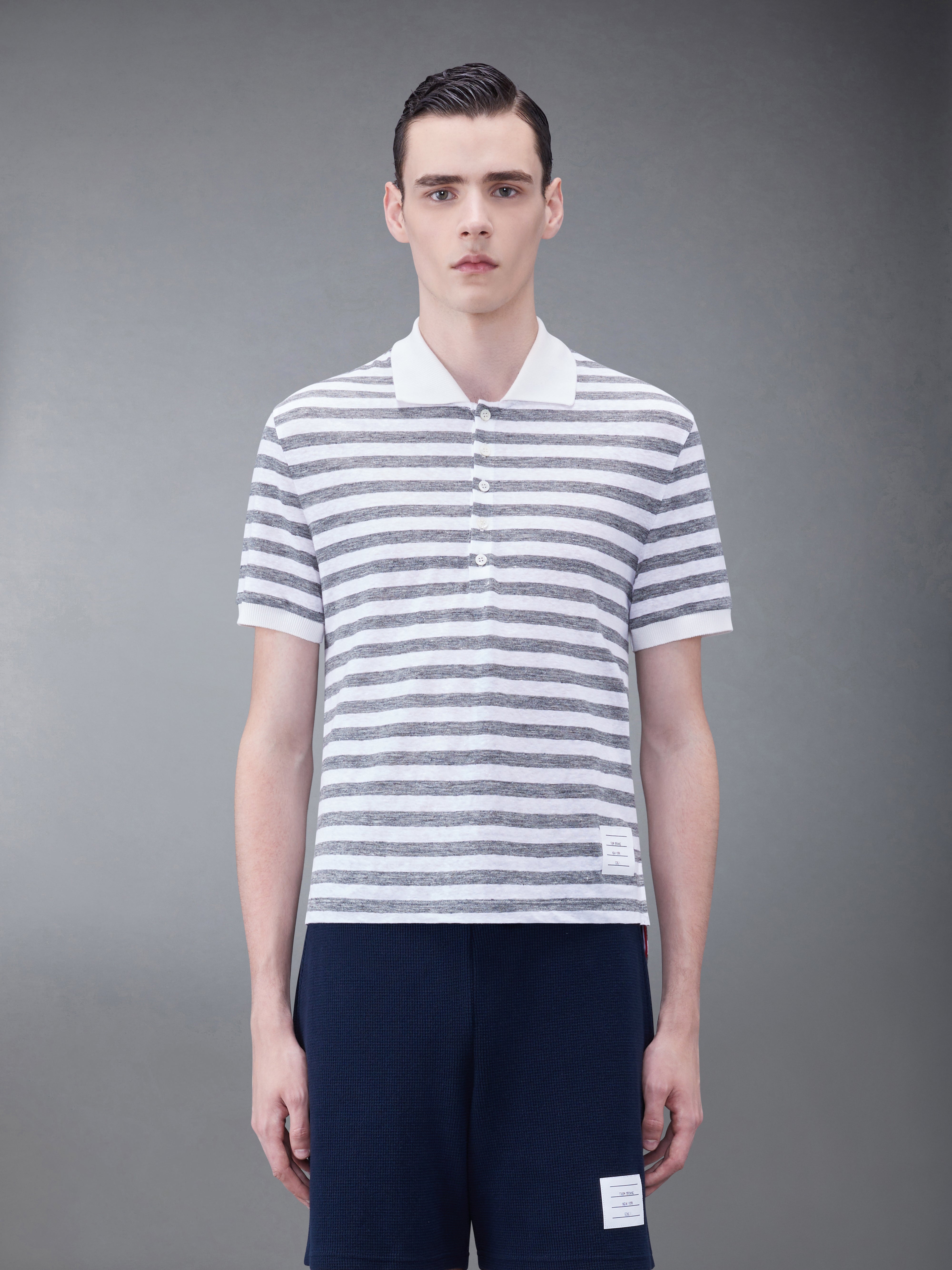 送料関税込 THOM BROWNE ストライプ コットンジャージー Tシャツ □THOM BROWNE - コットンジャージー Tシャツ ストライプ