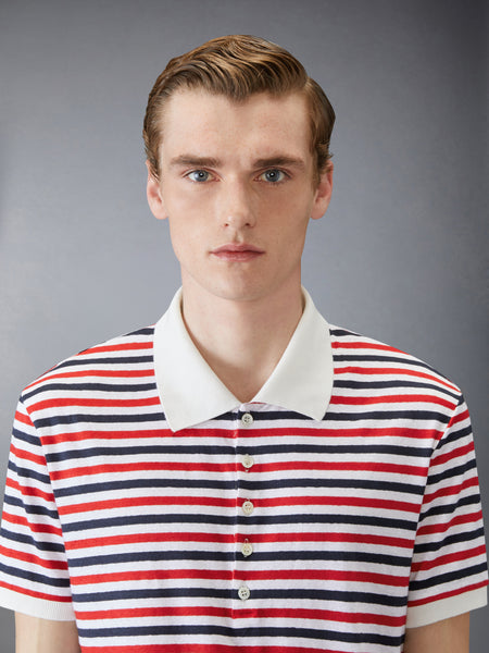 LINEN JERSEY SHORT SLEEVE POLO RWBWHT