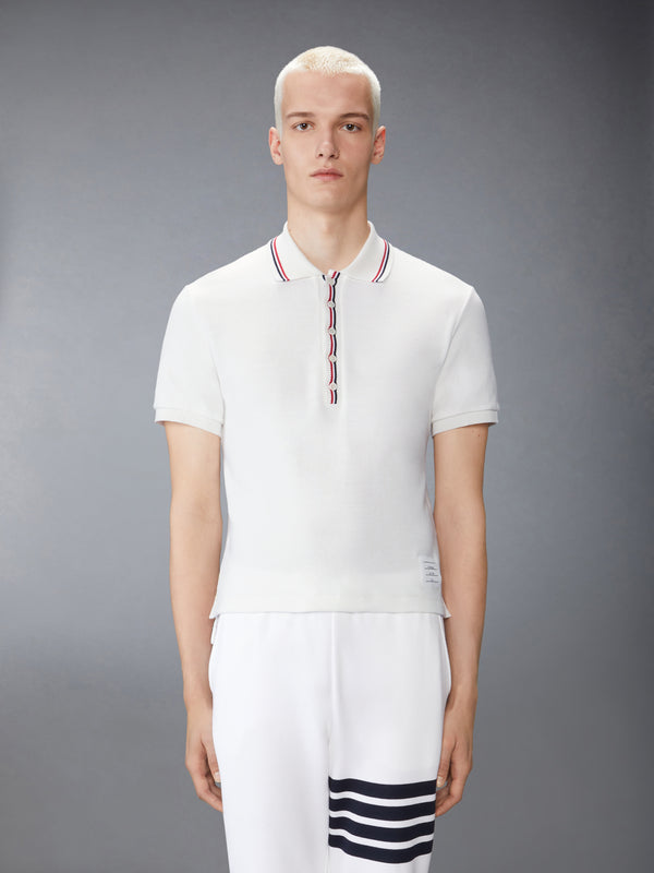 COTTON WAFFLE RIB CUFF POLO - image 1