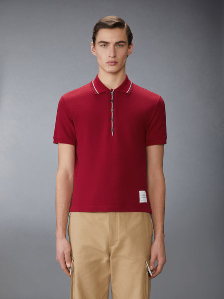 COTTON WAFFLE RIB CUFF POLO