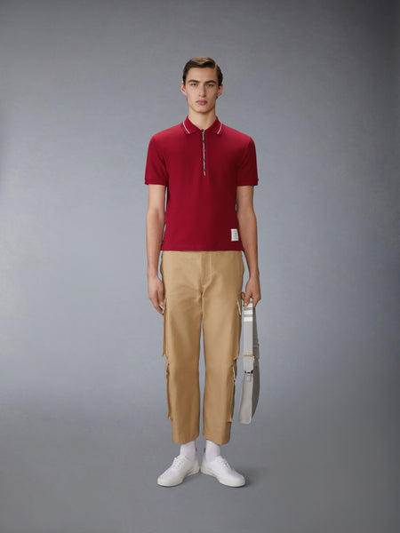 COTTON WAFFLE RIB CUFF POLO