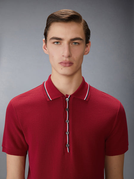 COTTON WAFFLE RIB CUFF POLO