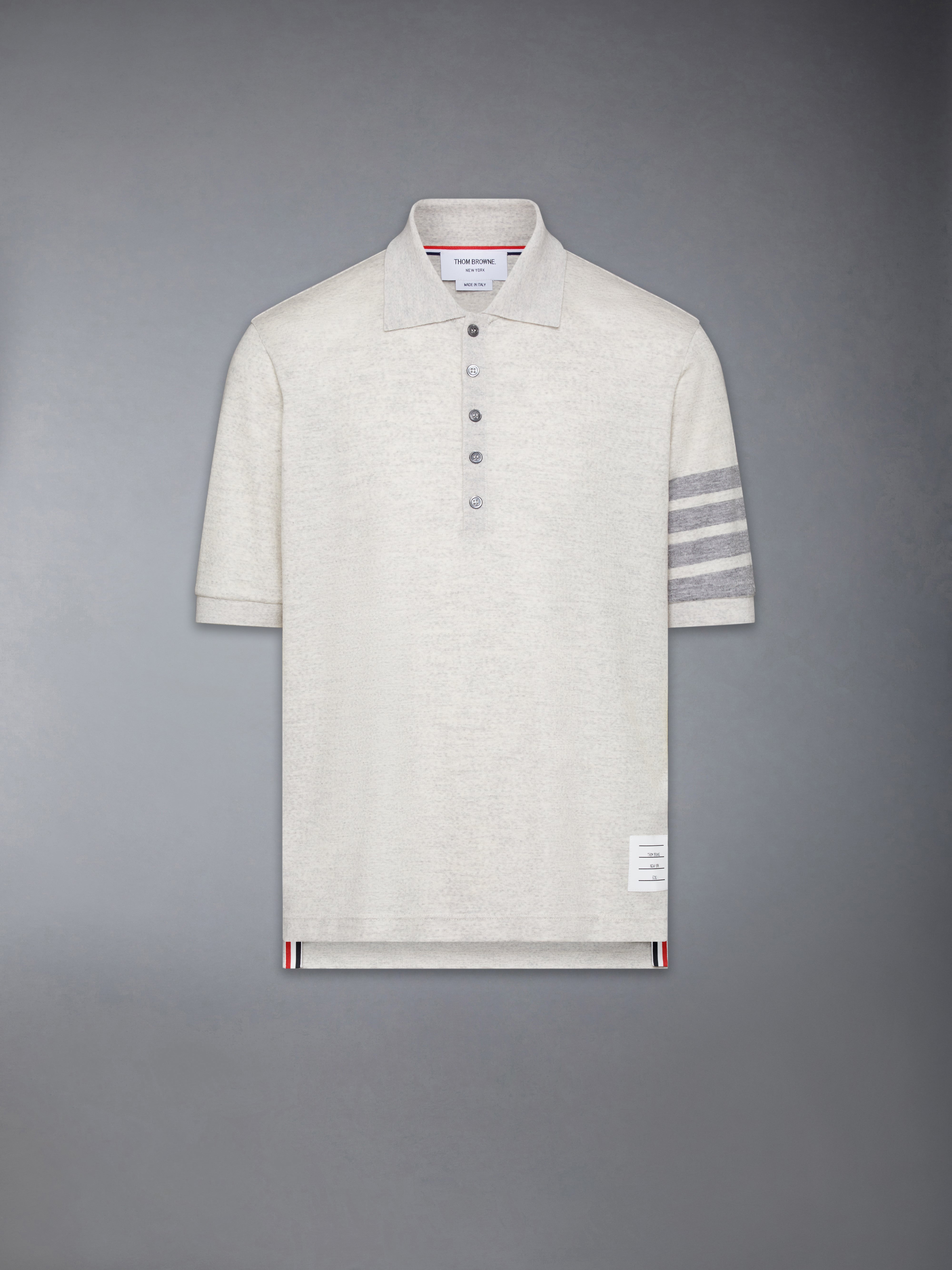Thom Browne - ポロシャツ　サイズ8 テクスチャードストライプ ステッチ 4-BAR ポロシャツ | Thom Browne