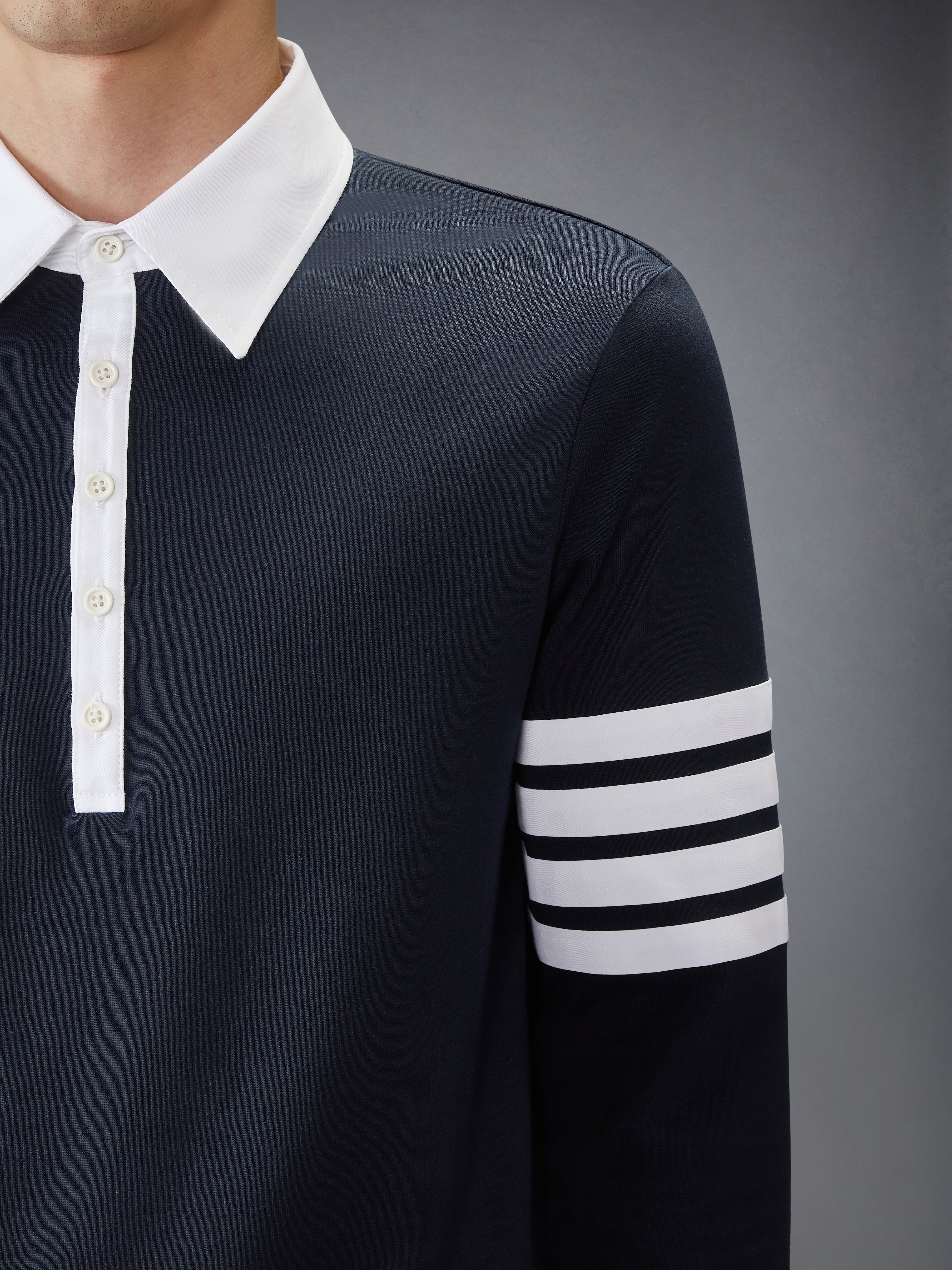 トップス Thom Browne 4bar Tonal rugby cutsew 2 Jersey 4-Bar Rugby Polo | Thom Browne