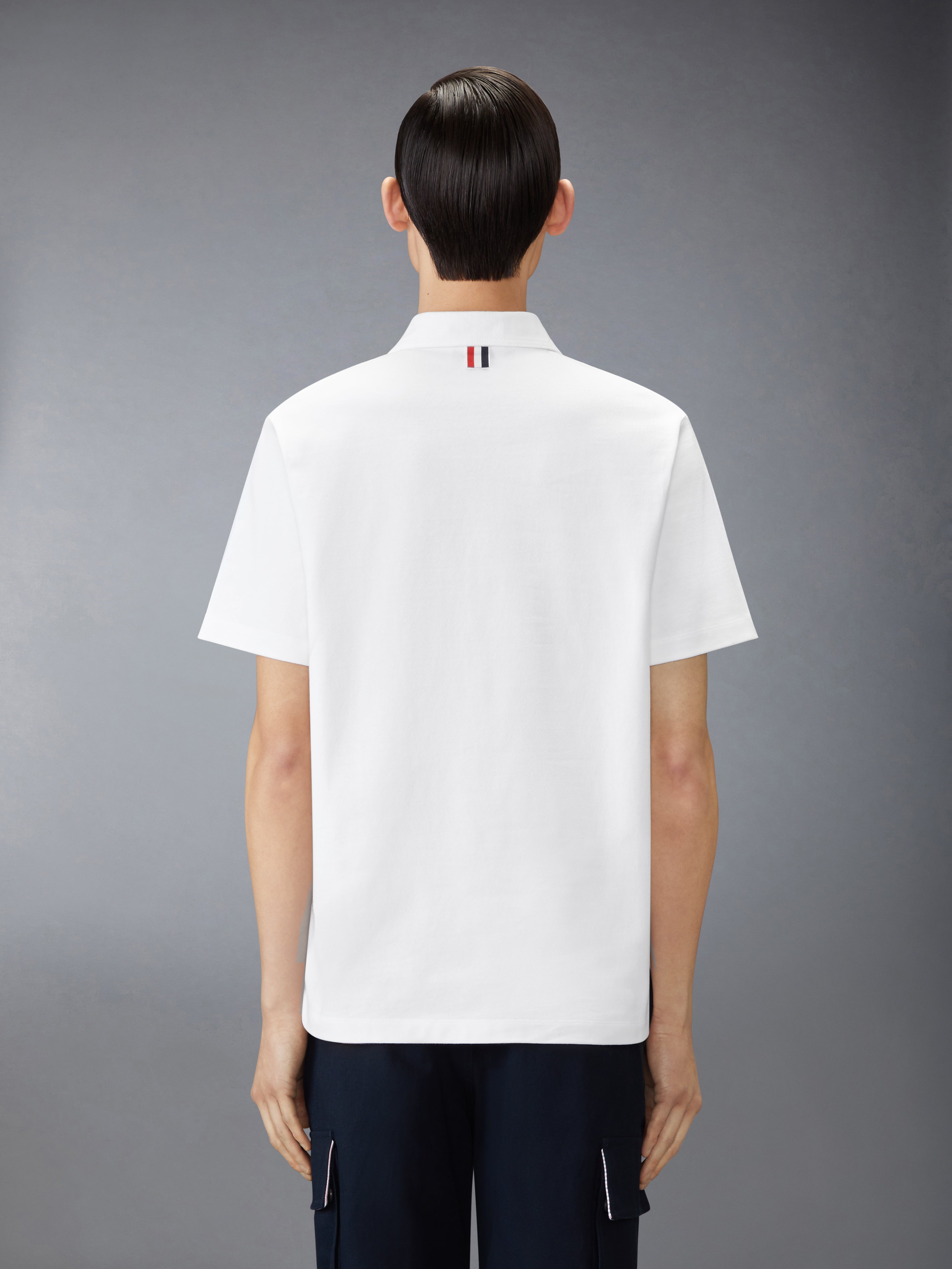 Jersey Rwb Stripe Oversized Polo | Thom Browne