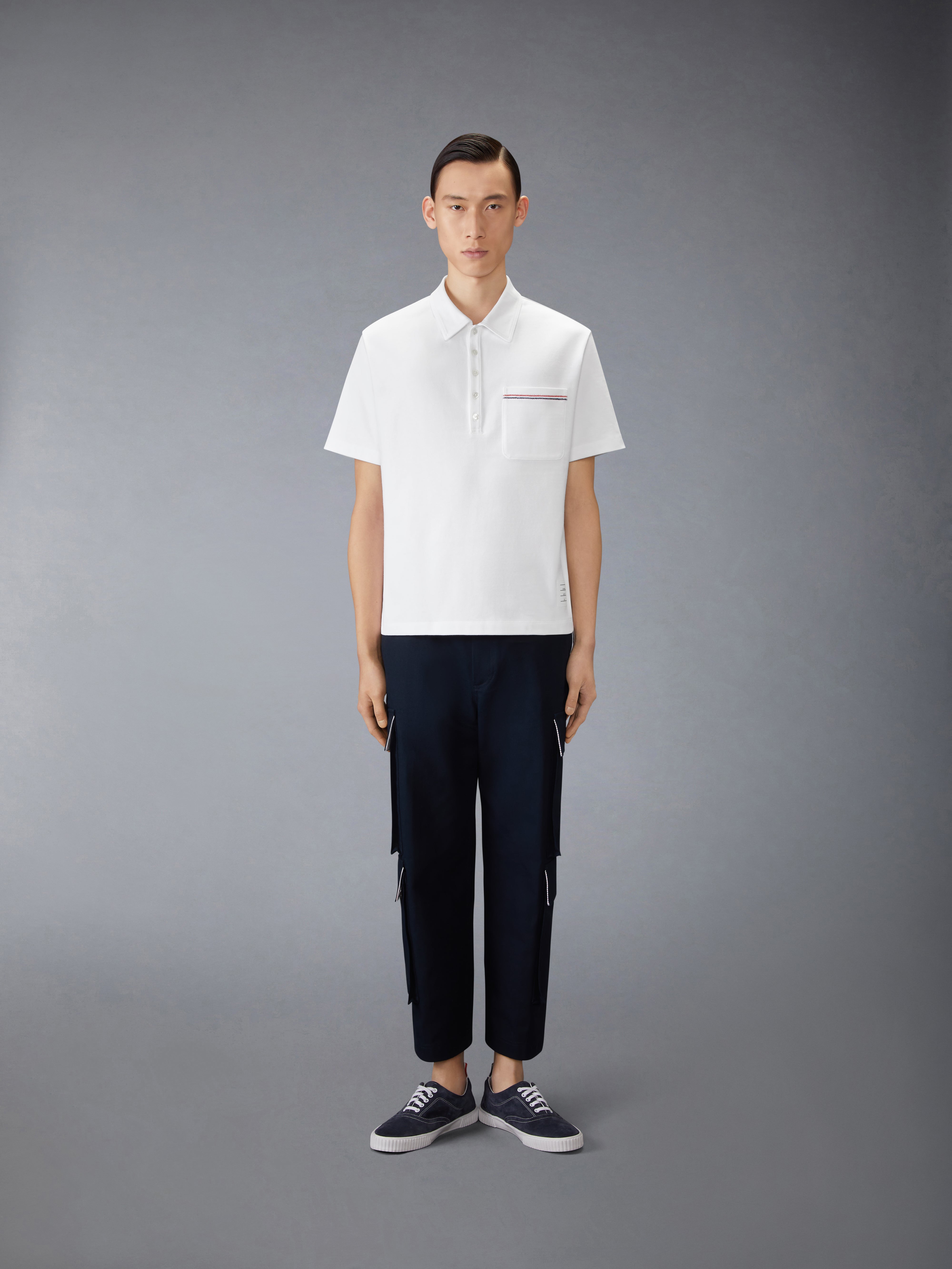 ジャージー RWB ストライプ オーバーサイズ ポロシャツ | Thom Browne