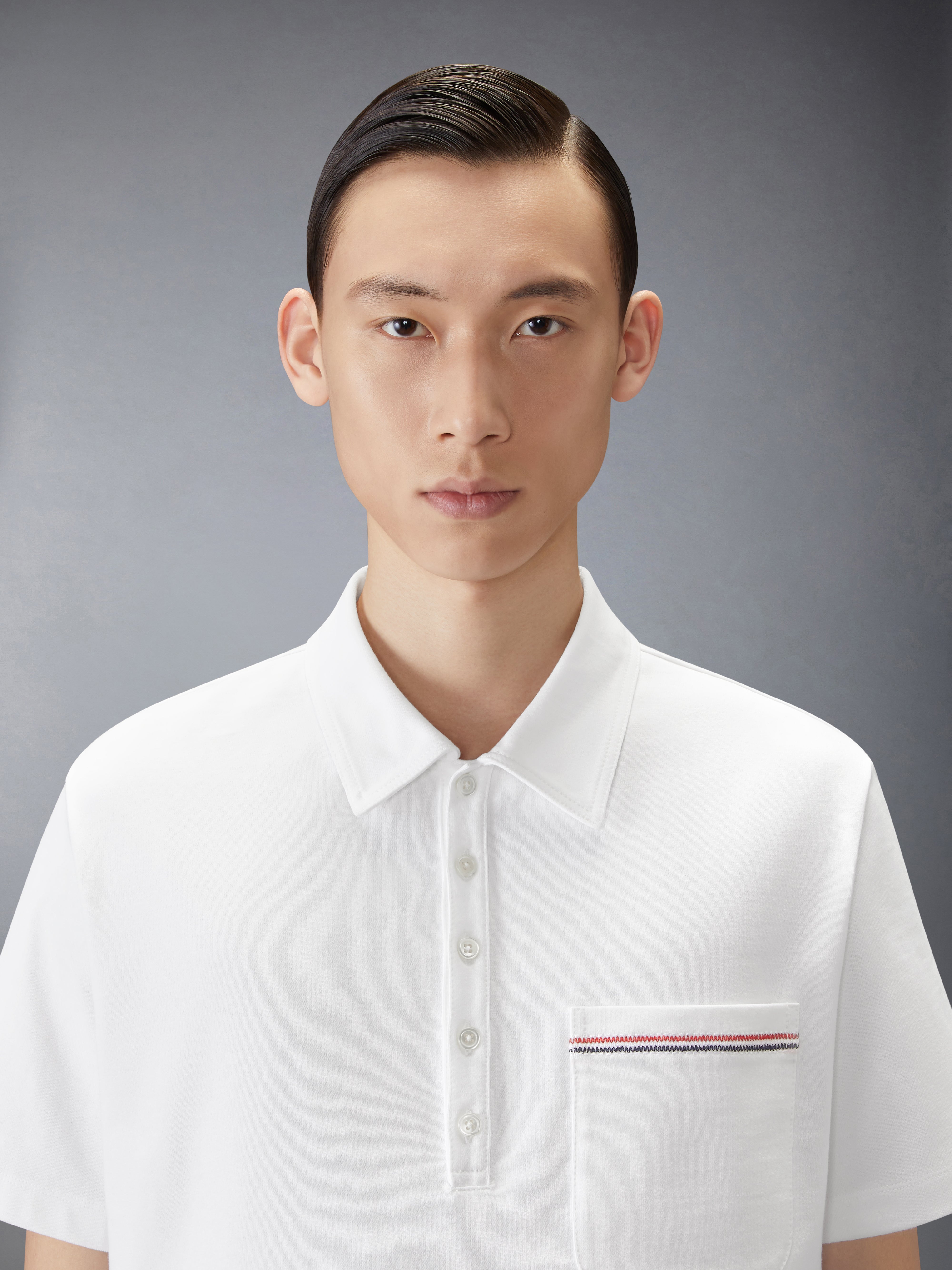 Jersey Rwb Stripe Oversized Polo | Thom Browne