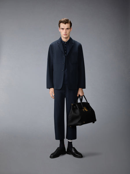 TEXTURED PIQUE 4-BAR LONG SLEEVE POLO NAVY