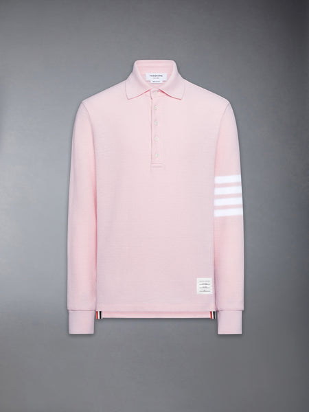 TEXTURED PIQUE 4-BAR LONG SLEEVE POLO LT PINK