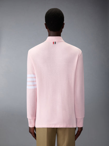 TEXTURED PIQUE 4-BAR LONG SLEEVE POLO LT PINK