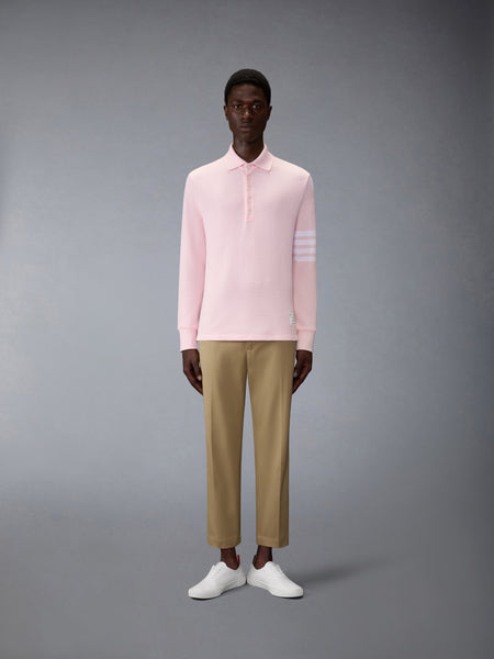 TEXTURED PIQUE 4-BAR LONG SLEEVE POLO LT PINK