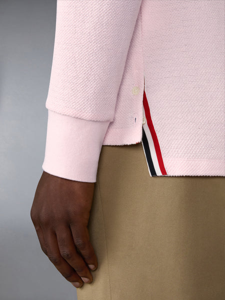TEXTURED PIQUE 4-BAR LONG SLEEVE POLO LT PINK