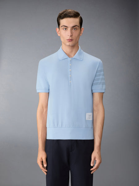 GARMENT OVERDYED JERSEY 4-BAR POLO LIGHT BLUE