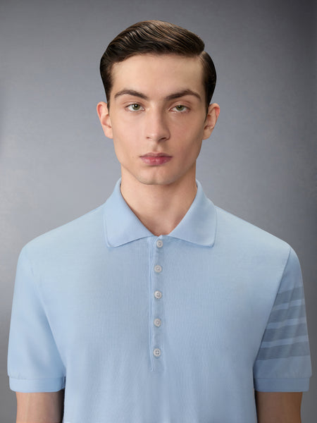 GARMENT OVERDYED JERSEY 4-BAR POLO LIGHT BLUE