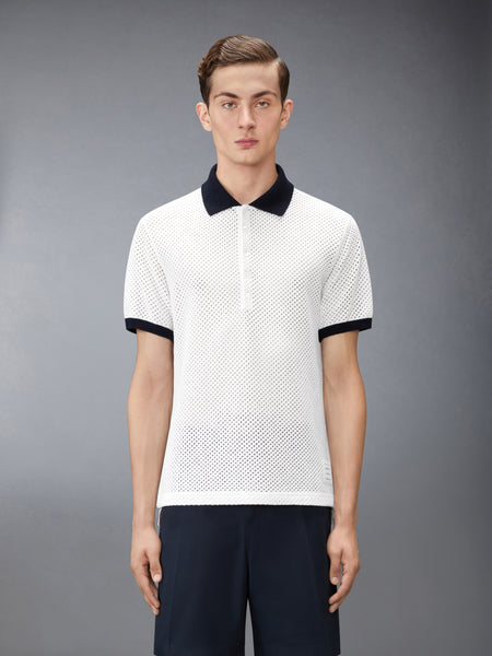 MESH CASHMERE POLO WHITE