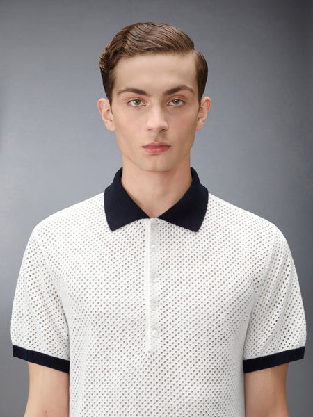 MESH CASHMERE POLO WHITE