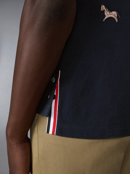 루나 뉴 이어 피케 홀스 엠브로이더리 폴로 네이비