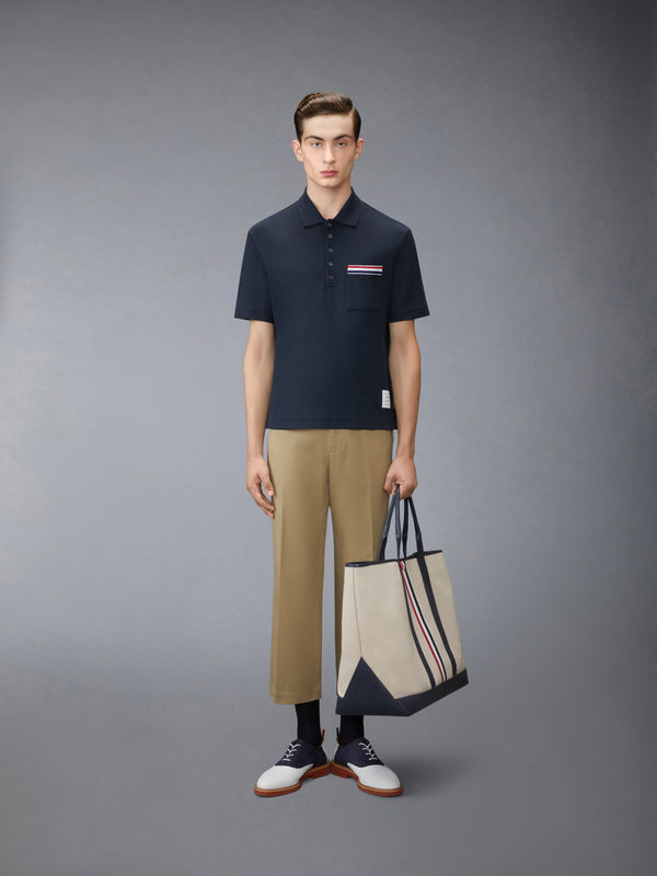 TEXTURED COTTON LINEN RWB EMBROIDERY POLO - image 3