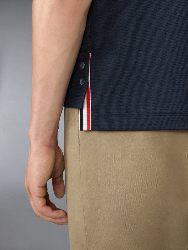 TEXTURED COTTON LINEN RWB EMBROIDERY POLO - image 4