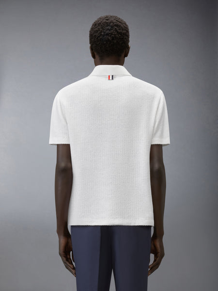 TEXTURED COTTON LINEN POLO WHITE