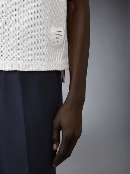 TEXTURED COTTON LINEN POLO WHITE