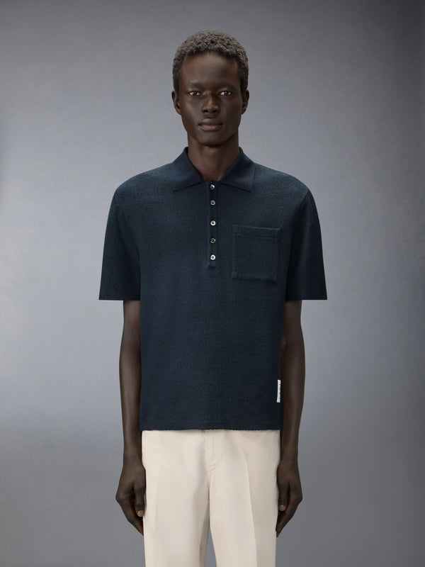 TEXTURED COTTON LINEN POLO - image 1