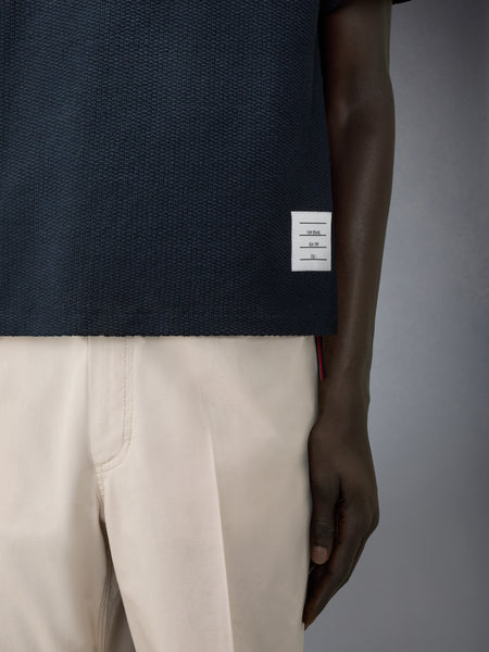 TEXTURED COTTON LINEN POLO NAVY