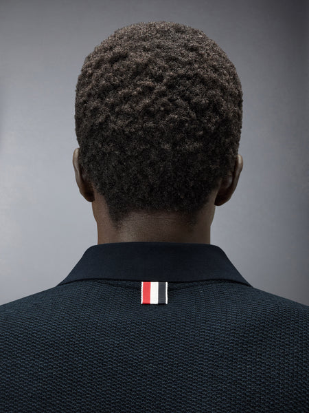 TEXTURED COTTON LINEN POLO NAVY