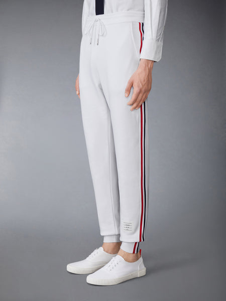 CLASSIC LOOPBACK STRIPE SWEATPANTS WHITE