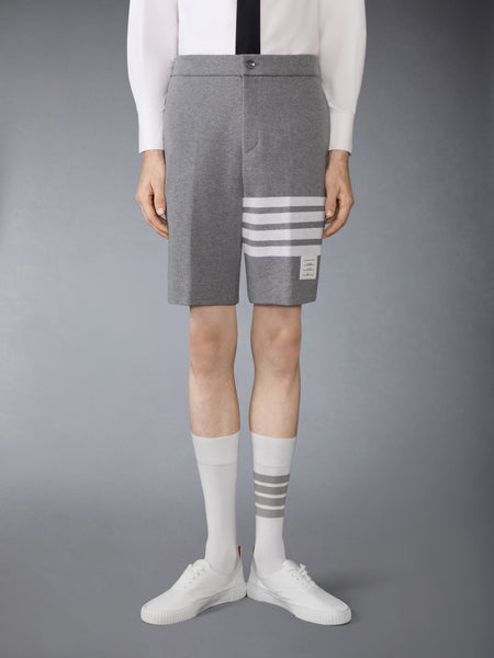 DOUBLE FACE KNIT 4-BAR BERMUDA SHORTS MED GREY