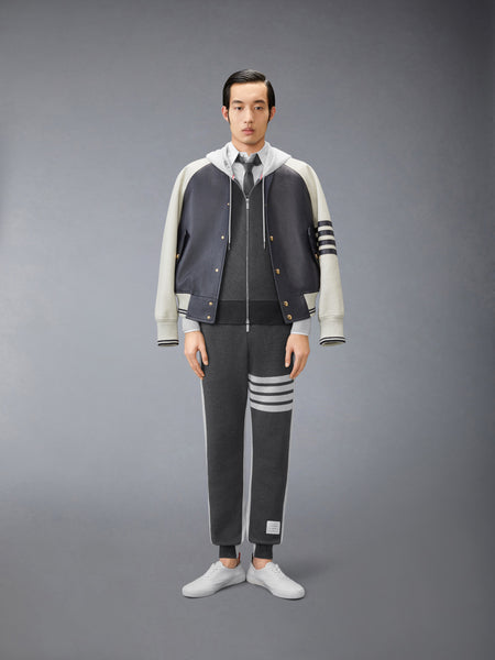 LOOPBACK 4-BAR COLORBLOCK ZIP UP HOODIE DARK GREY / PALE GREY