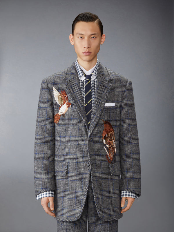 PRINCE OF WALES HUNTING TWEED BIRD APPLIQUE OVERSIZED JACKET - image 1
