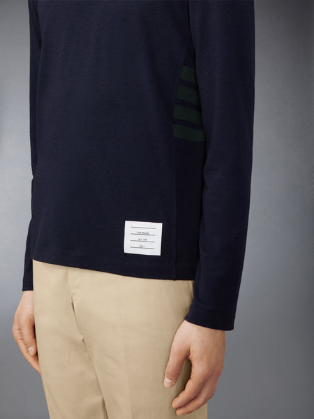 ウール ジャージー 4-BAR 長袖Tシャツ ネイビー
