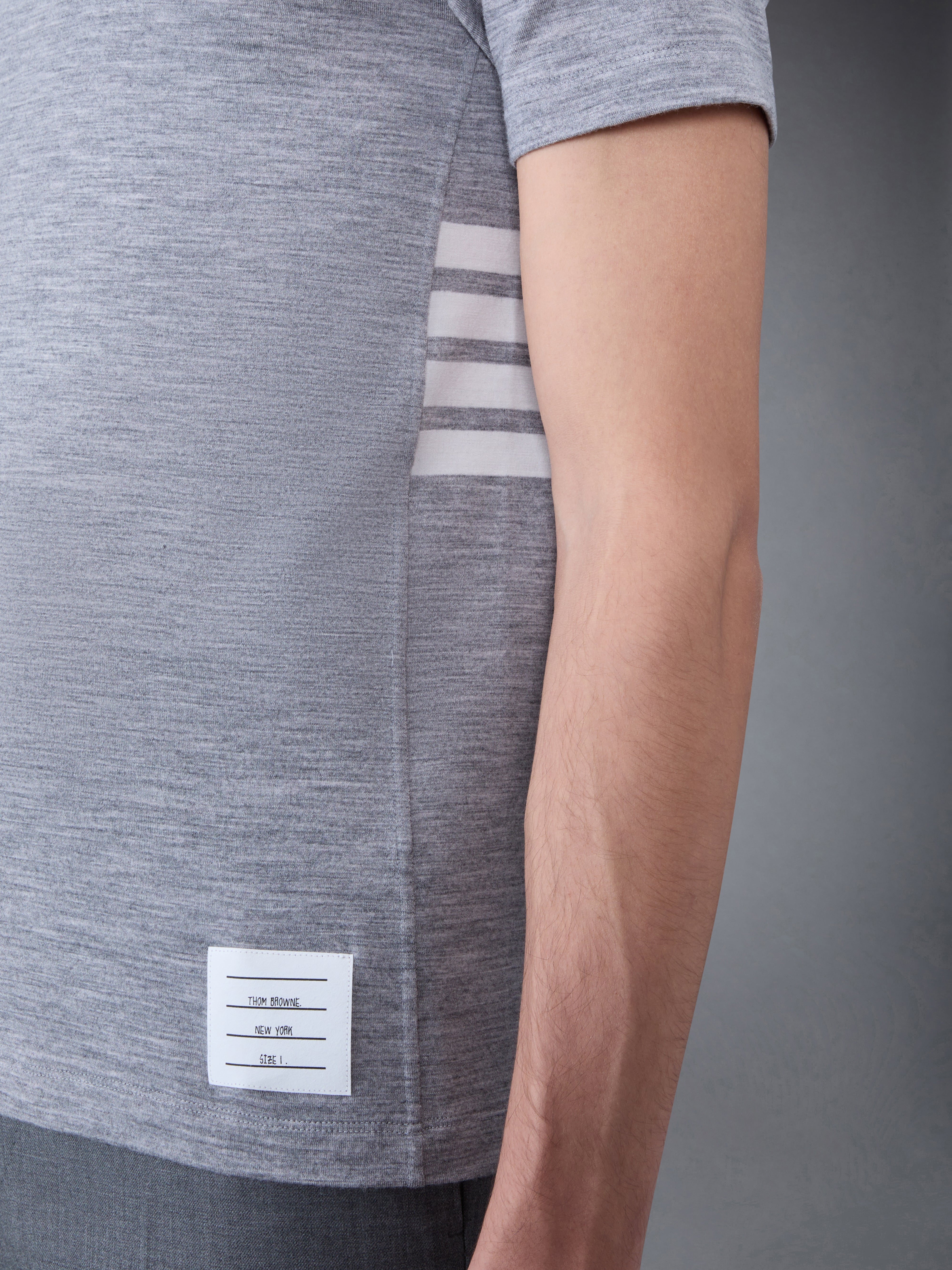 Thom Browne| (MJS219A J0084 055) Wool Jersey 4-Bar Tee | Thom Browne