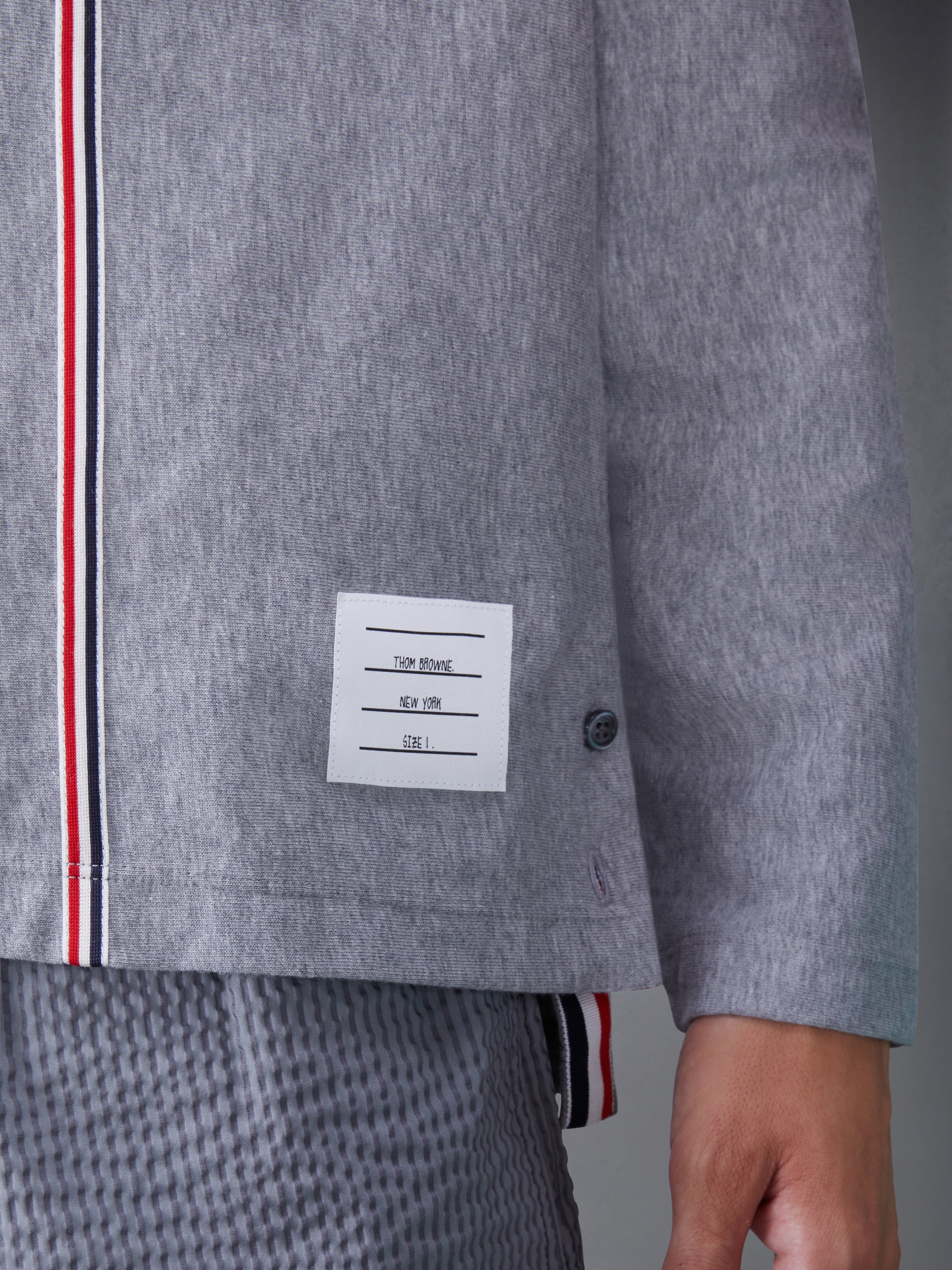 OVERSIZED RWB STRIPE LONG SLEEVE TEE | Thom Browne