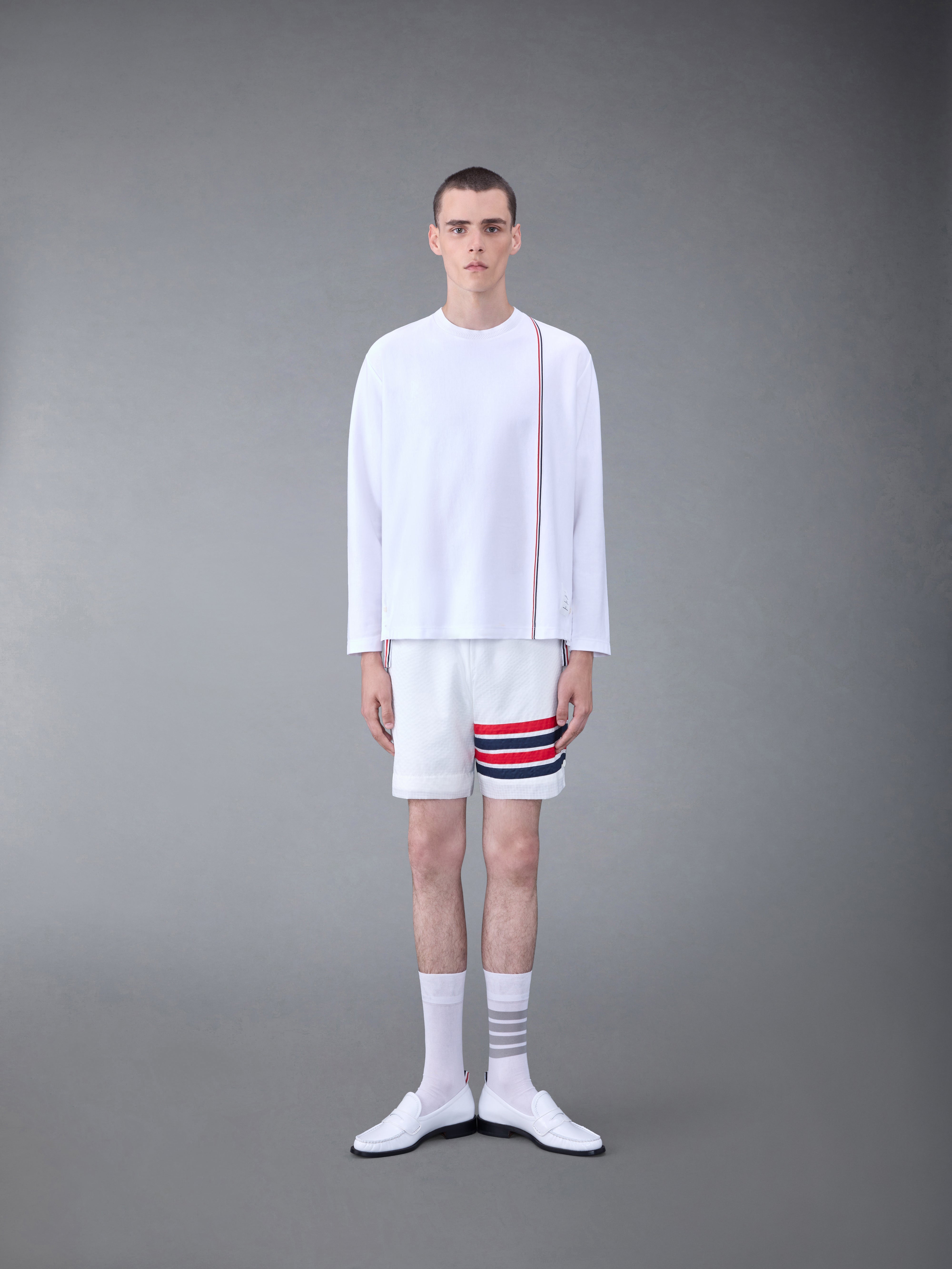 Tシャツ・カットソー THOM BROWNE SS24 T-SHIRT WITH LOGO (MJS253A_J0138100) Jersey Oversized Tee | Thom Browne