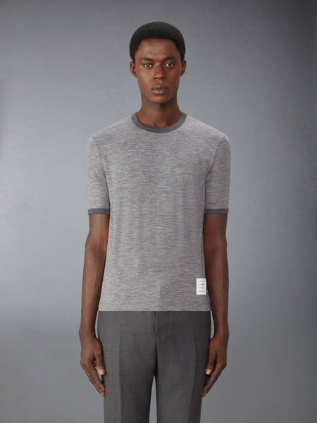 WOOL JERSEY RINGER TEE MED GREY