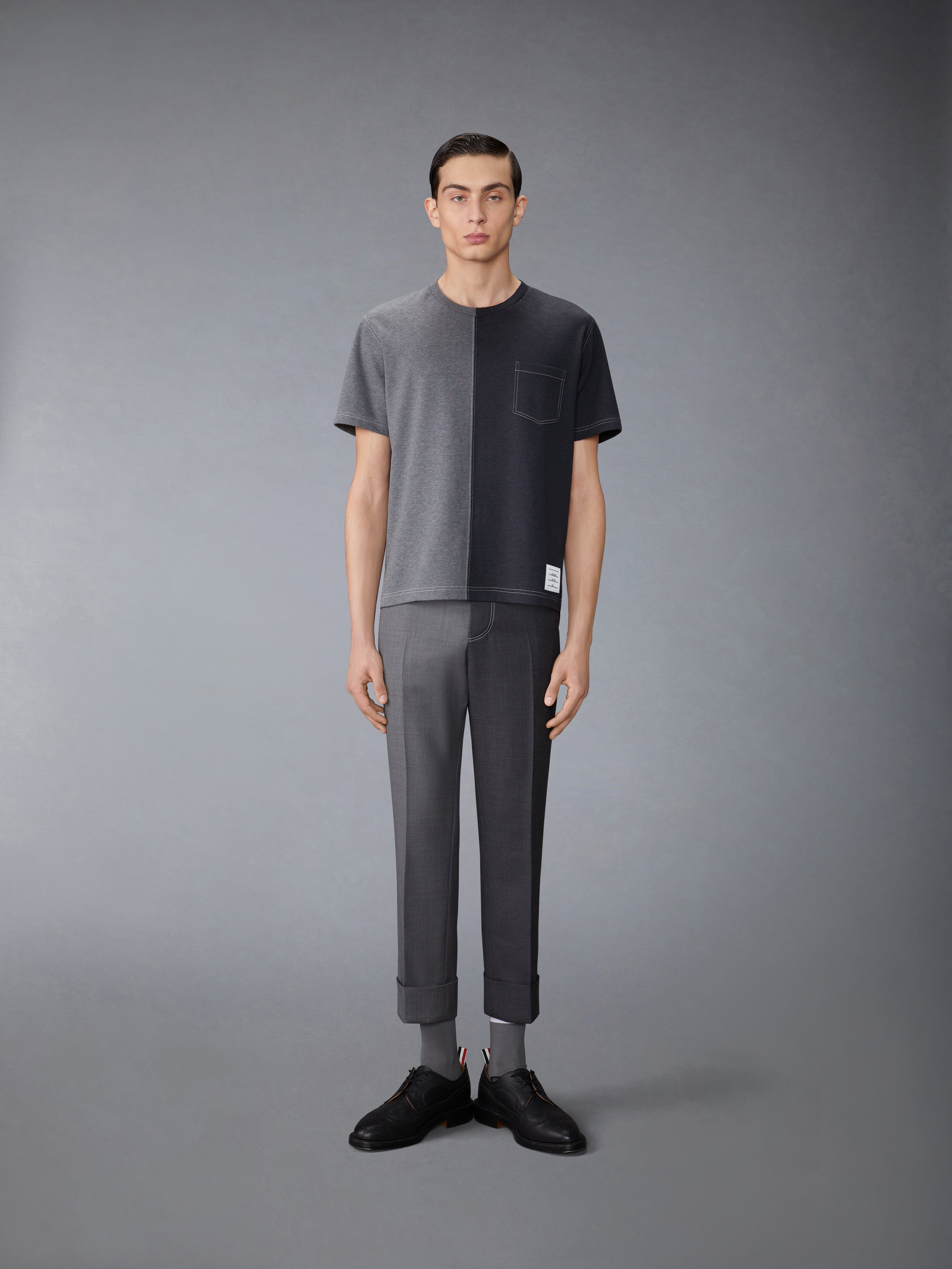 Funmix Cotton Milano Contrast Stitch Pocket Tee | Thom Browne