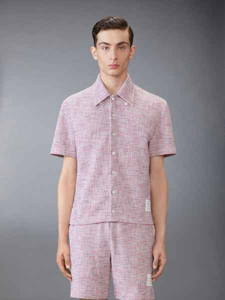 コットンツイード 半袖シャツ RWB/白