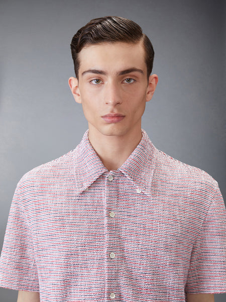 コットンツイード 半袖シャツ RWB/白